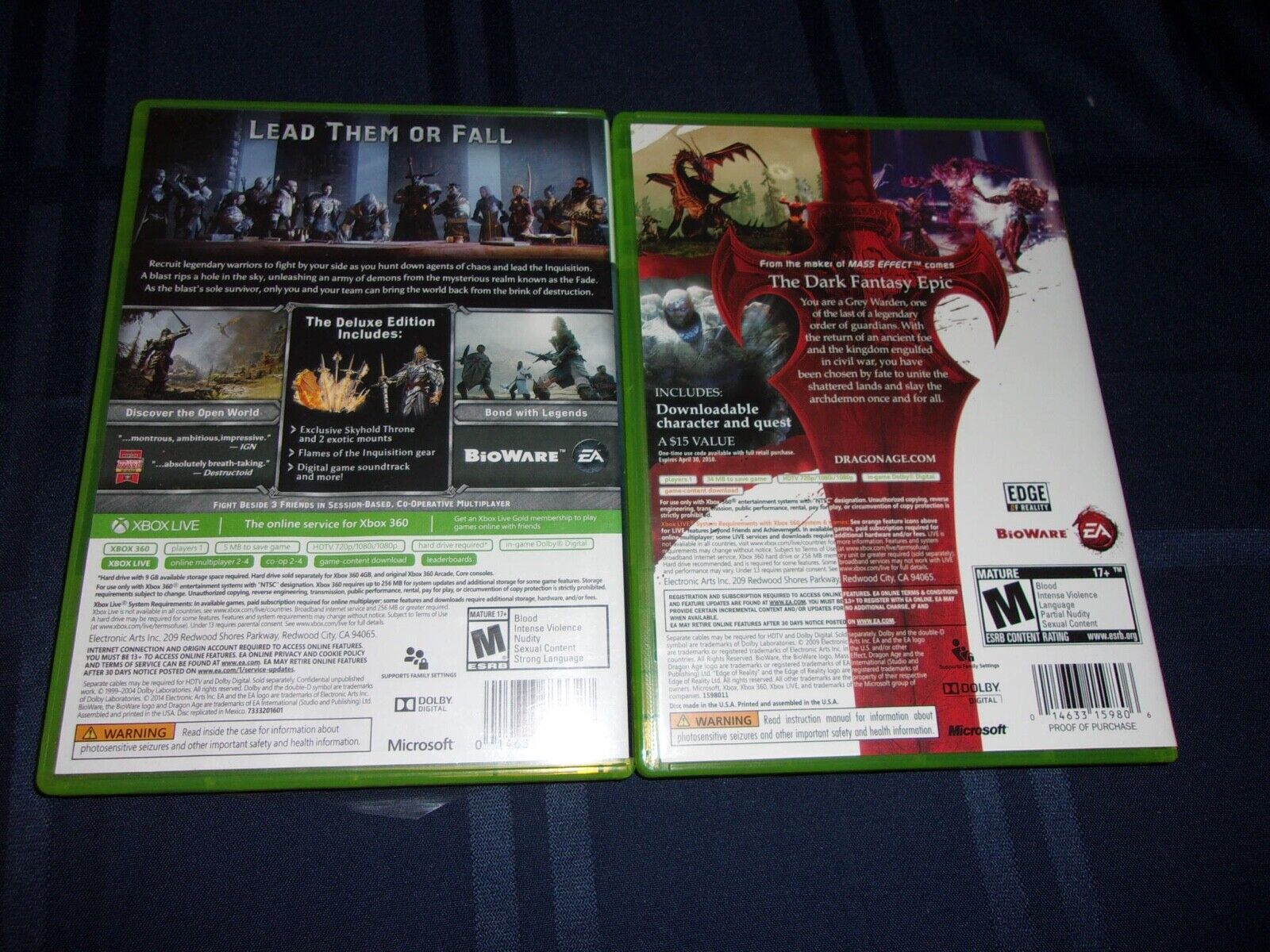 Xbox 360 Game Lot Dragon Age Origins Inquisition Mass Effect 2 Assassin's  Creed