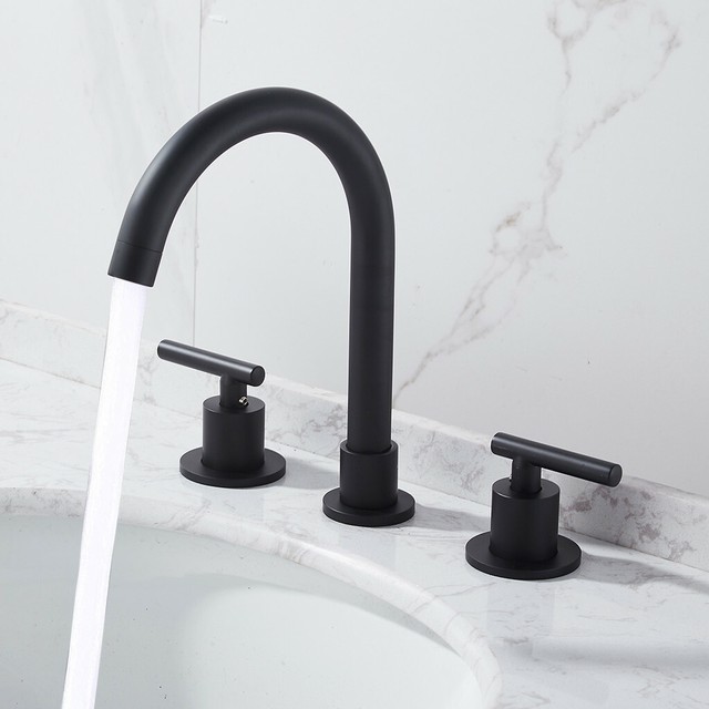 Delta Chamberlain 8 In Widespread 2 Handle Bathroom Faucet In Matte Black 35747lf Bl The Home Depot