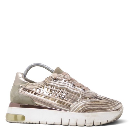 Softwaves Womens Alma Athleisure Sneakers Khaki Woven Lace Up Platform 40 / 9.5