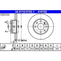 Bremsscheibe Ate 24.0110-0152.1 (2 Stk.) FüR Opel Corsa A Tr Kadett D