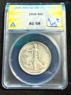 1935 WALKING LIBERTY HALF DOLLAR ANACS AU 58 461