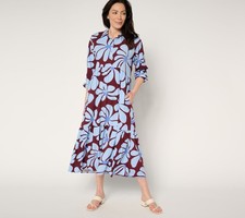 Studio Park Women's Petite Dress PXL Printed Tiered Midi Multi-colored A681136