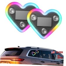 2PCS Car LED Ambient Lights, Car Triangle Window Solar-Powered Heart 2pcs