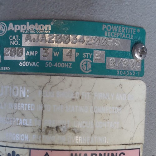 Appleton Powertite 200A 600VAC 3W 4P IP66 Weatherproof Receptacle AJA20034200RS
