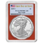 2025-S $1 1-oz Proof American Silver Eagle PCGS PR70DCAM FDOI Flag Label Red