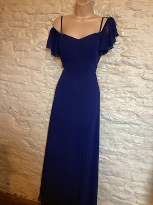 Brandneu ohne Etikett marineblau schulterfrei Party Abend Maxikleid Größe 12
