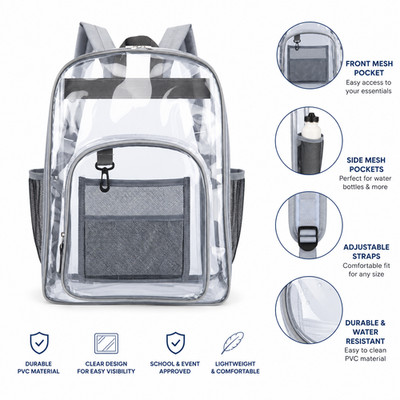 16 Inch Clear PVC School Backpack, Transparent School Youth Bag for Children