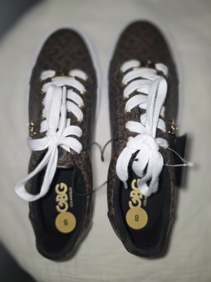 #ad GBG Los Angeles Men#x27;s Low Top Lace Up Athletic Sneakers Brown Logo White Laces $30.00