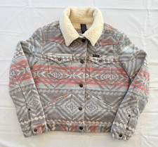 Wrangler Jacquard Sherpa Lined Jacket Womens Med Aztec Navajo Western Gray Pink