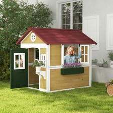 Playhouse for Kids with Doors Windows Planter Pots and Boxes