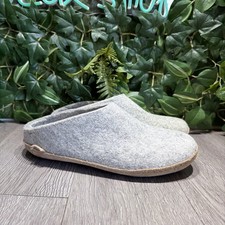 Glerups Slip On Gray Wool Slipper With Leather Bottom - EU Size 43