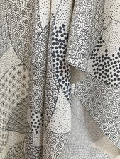 13"x64" Japanese kimono silk fabric/ white base, Edo Komon, fan pattern F48