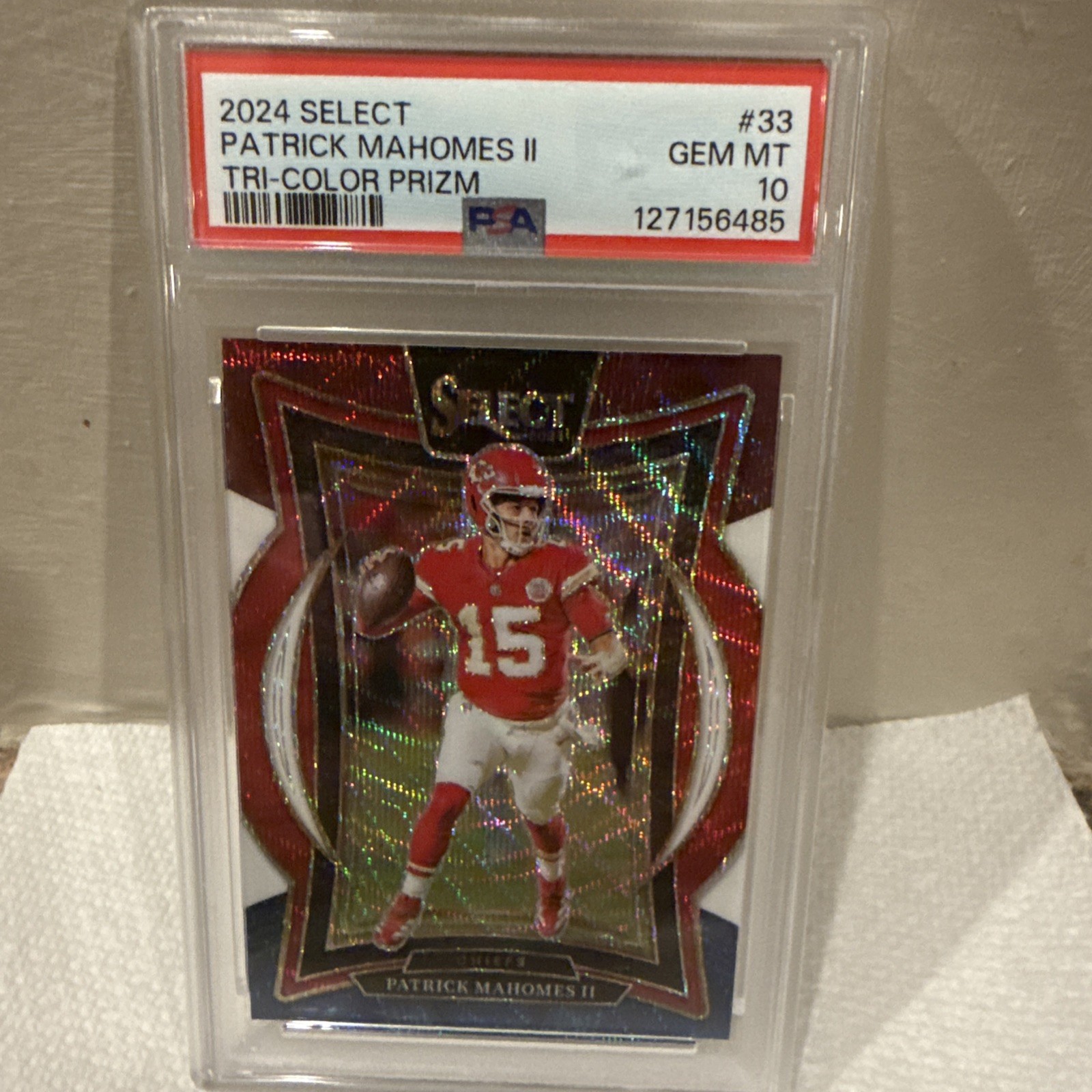 2024 Patrick Mahomes Select Tri Color Prizm Concourse SP /299 PSA 10