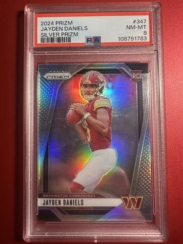 Jayden Daniels Silver Prizm PSA 8 Rookie Card