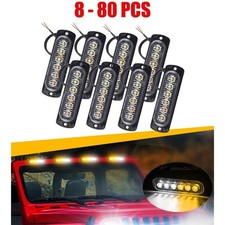 8-80x Led 6 Light Strobe Bar Truck Flashing Warning Hazard Beacon Amber White