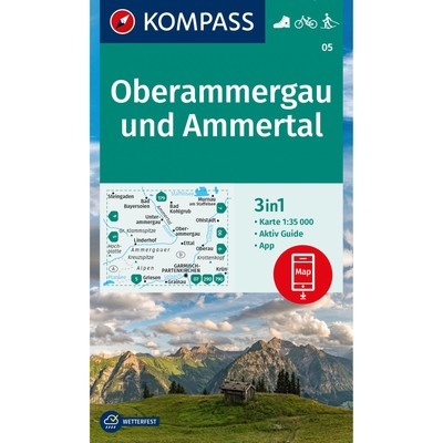 Germany Oberammergau and Ammertal Kompass hiking cycling skiing map 05