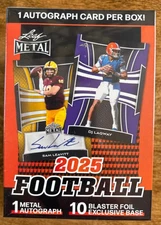 2025 Leaf METAL Football Factory Sealed Blaster Box-10 EXCLUSIVE FOIL+METAL AUTO