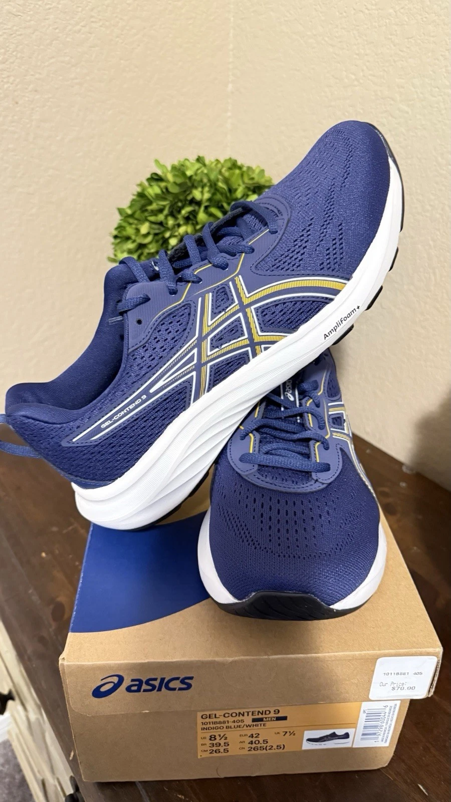 ASICS Gel Contend 9 blu bianco indaco 1011B881 405 uomo taglia 8 1 2 e 9 12