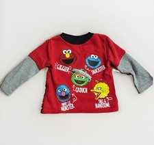 Sesame Street Cookie Monster Elmo Red Sweatshirt Hoodie Size 18 months Vintage
