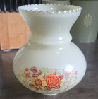 Vintage White Milk Glass Hand Painted Floral Kerosene Lamp Shade Globe E27 — photo 1