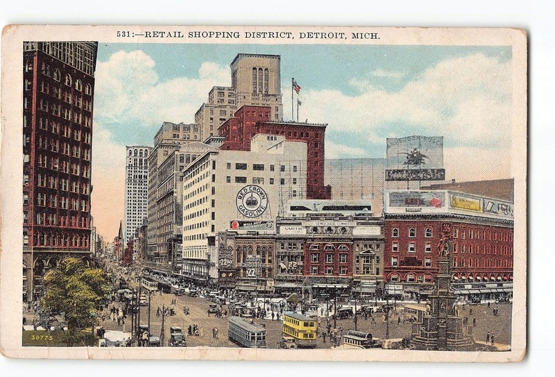Detroit Michigan MI Postcard 1933 Retail Shopping District