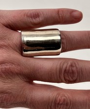 Sterling Statement Ring 1.25 Inches Wide, Size 8 Modernist Minimalist