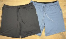 Eddie Bauer Men  s Lounge Shorts 2-Pack Black Blue Drawstring Zipper Pocket L