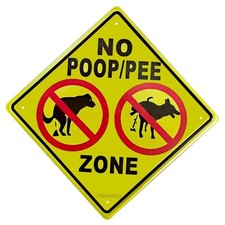 NO Poop, NO Pee Dog Sign, 12 x 12 Inches Funny Signs for Home Room Wall