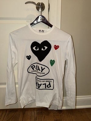 CDG Play LS T-Shirt Mutti Hearts White Mens Size Medium from Kith