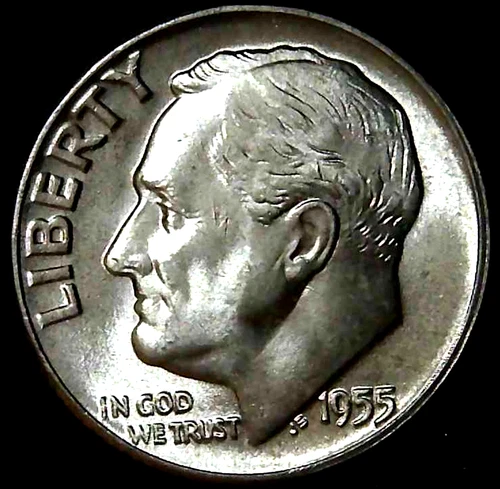 1955-P 10C Roosevelt Dime BU 90% Silver 26owt0223-3