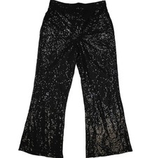 In The Style Pants Womens 18 Black Sequin Wide Leg Party Trousers Evening