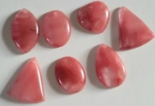 Strawberry Cherry Quartz Crystal Glass 7p Large Gemstone Pendants Mixed Bulk Lot