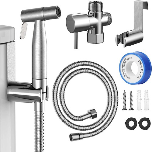 Stainless Steel Bidet Spray Shower Head Handheld Toilet Shattaf Adapter Hose kit - Picture 14 of 14