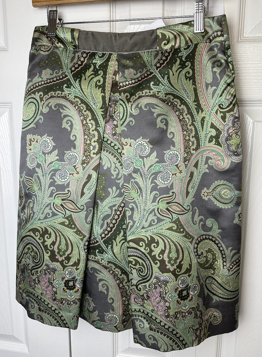 ETRO Made In Italy Paisley Skirt Silk Wool Pleated Floral