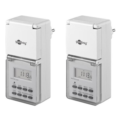 2x Digital Zeitschaltuhr Uhr IP44 Außen Outdoor Timer Schaltuhr Dauerbetrieb