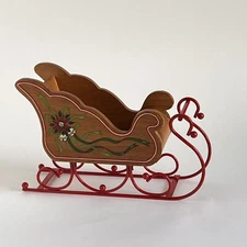 Vintage Wooden Santa Sleigh Metal Runners Ensco 1987 Cottagecore Cabin
