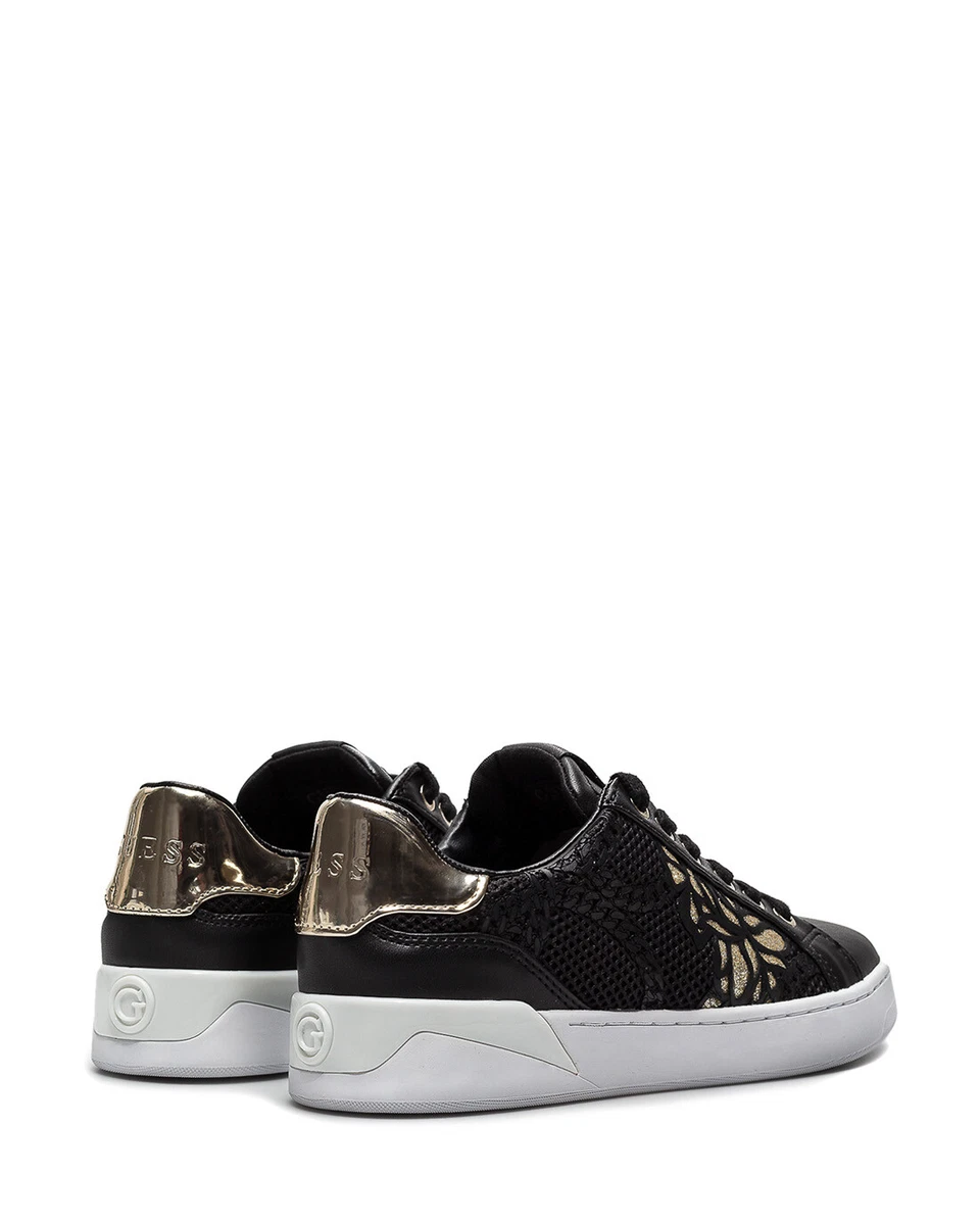 Guess sneakers black and gold sale