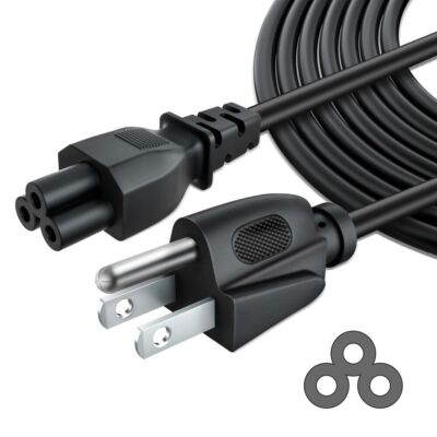 Fite ON 3-Pin US 3-Prong Clover Leaf Laptop Power Cable Cord For Laptop Adapter