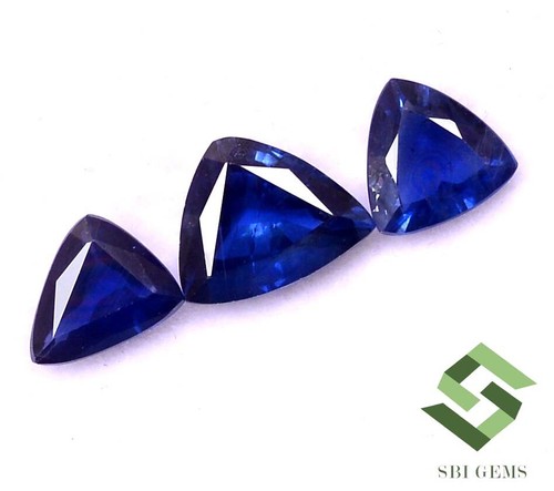 Natural Blue Sapphire Trillion Cut 6.50x8 mm, 6x6 mm Lot 03 Pcs Loose Gemstones - Picture 5 of 5