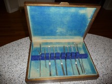 Antique Sterling Bone Marrow Scoop Spoon SET OF 11 w/BOX (1700's?George?London?)