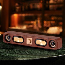 Wood Grain 4D Surround Heavy Bass 2" 10W Retro Bluetooth Strip Audio speaker NEW