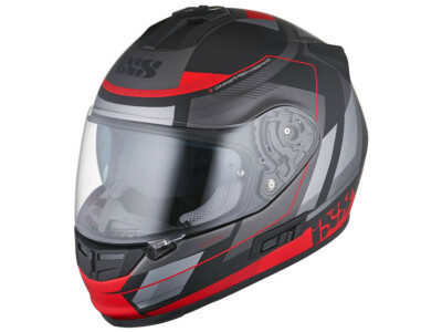 iXS Integralhelm HX 444 Edge | Schwarz-Rot Matt | Motorradhelm aus Fiberglas