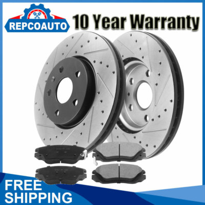 Front Black E-coating Brake Rotors and Pads for Chevy Equinox Impala Malibu