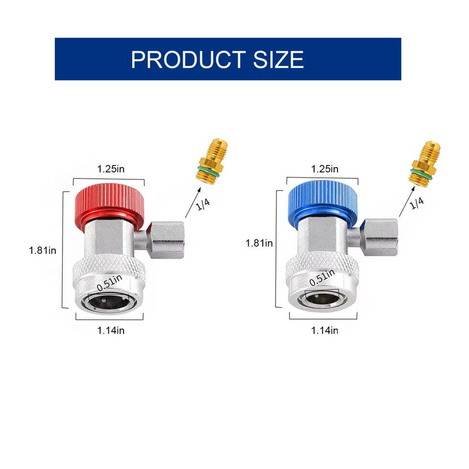 A/C R134A Quick Coupler Connector Adapters High/Low Manifold AC Gauge Auto Set - Изображение 2 из 4