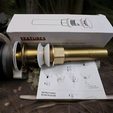 Gold Rustic Pop Up Bathroom Sink Drain Assembly with Overflow SUS 304 NIB Cr18