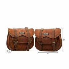 Alforjas Moto 2 Laterales Cuero Marrón Bolsa Lateral Sillín Alforjas 2 Bolsas