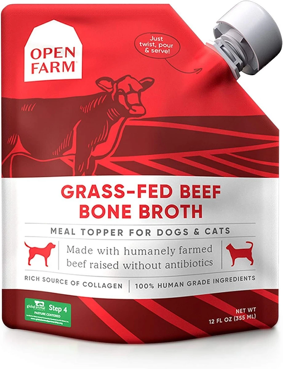 Open Farm Bone Broth Grass Fed Beef Food Topper for Both Dogs and