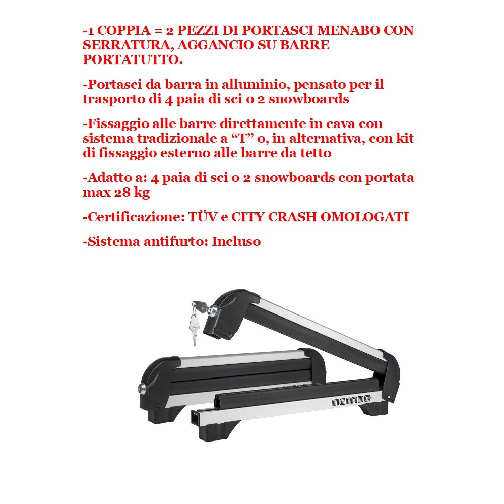 Portasci Omologato Iceberg 4 Alluminio per Mercedes Benz SLC - 3