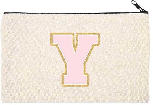 Personalized Initial Pink Mascot Canvas Bag for Make up Pouch Bridal Gift - Picture 30 of 31