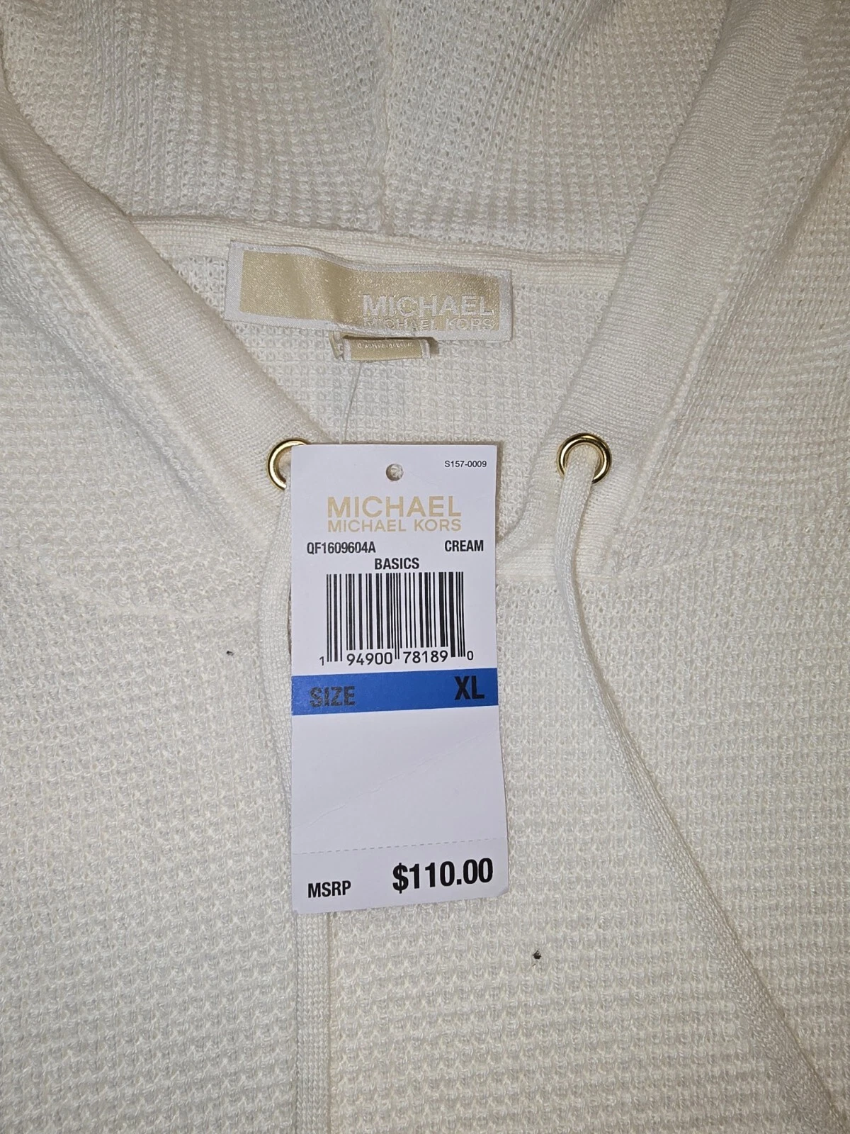 MICHAEL KORS Felpa con cappuccio uomo taglia XL basic tasche crema nuova con etichette